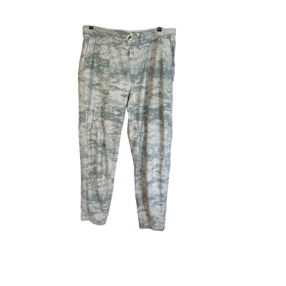 Athleta Farallon Jogger Pants Drawstring Atleisure Tie Dye Gray White Sz M